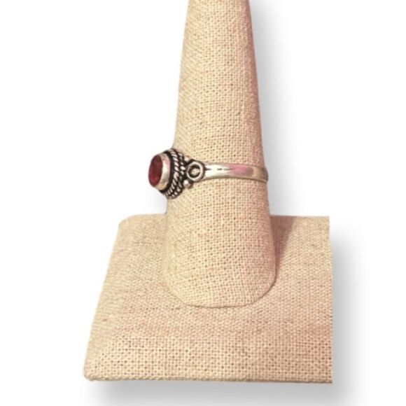 Garnet Silver Plated Ring Size 8.5 - Picture 3 of 5